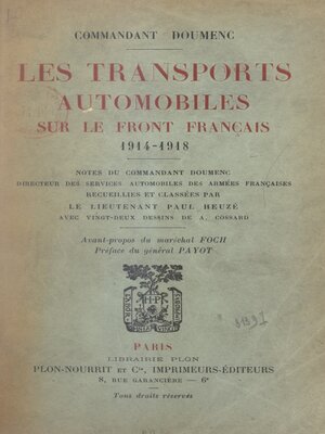 cover image of Les transports automobiles sur le front français, 1914-1918